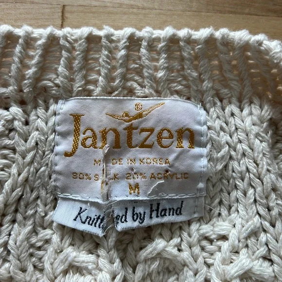 Vintage Jantzen Silk Blend Knitted By Hand Textured Sweater, M - Picture 7 of 8